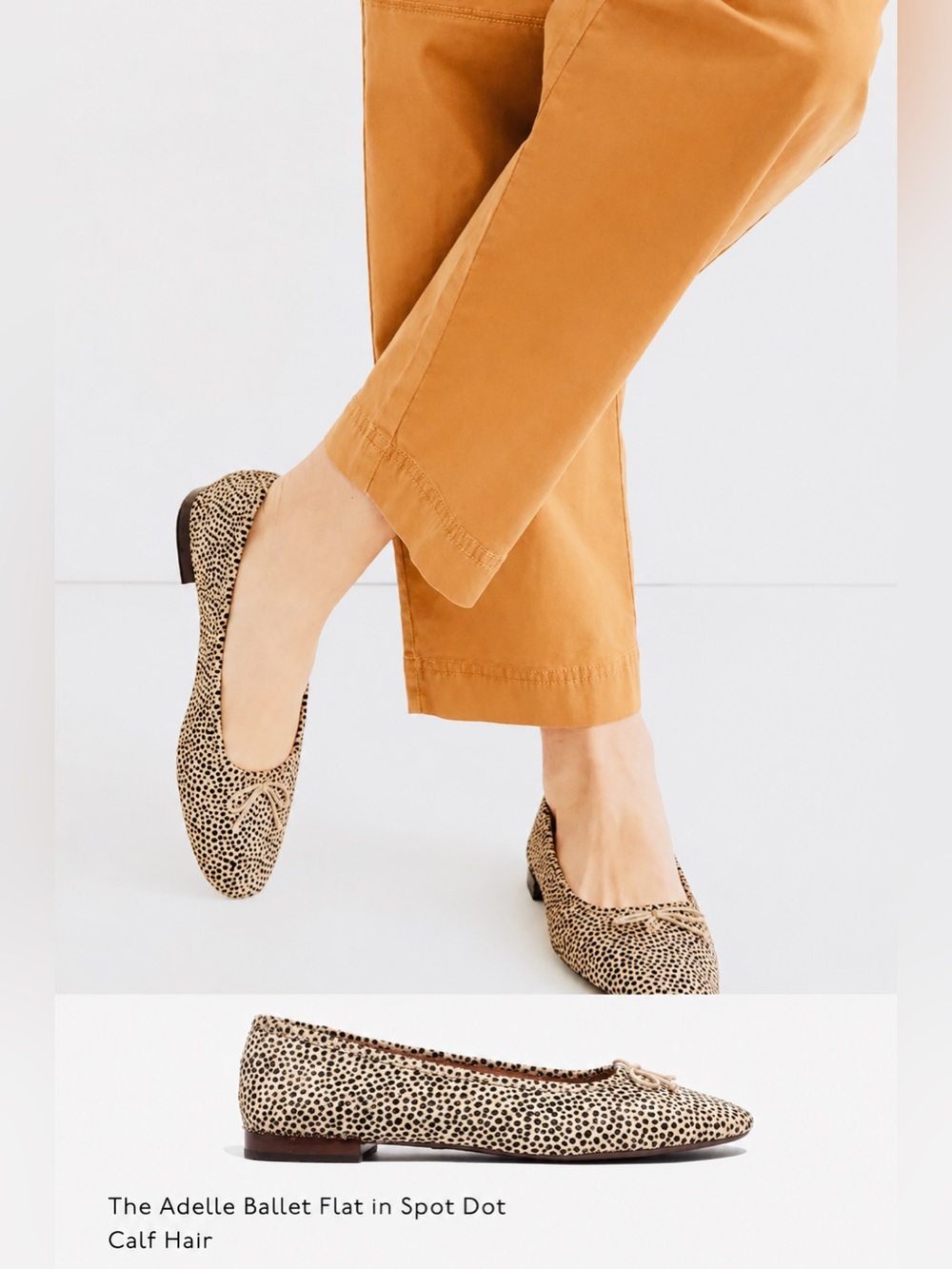 Madewell The Adelle Ballet Flat Spot Dot Calf Hair NWOB Size 10